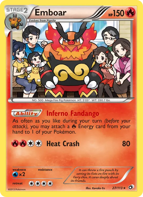 Emboar Rare Pokemon card #27 from Legendary Treasures
