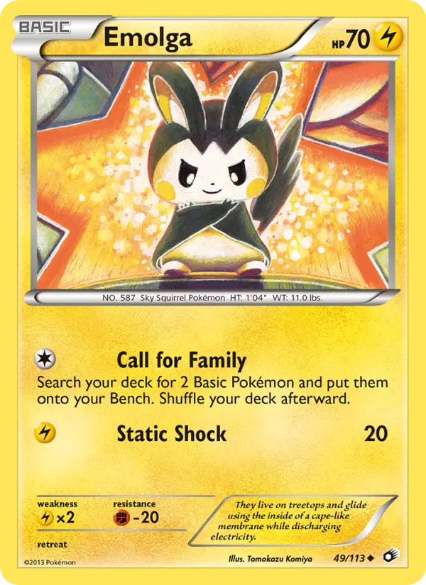 Emolga Uncommon Pokemon card #49 from Legendary Treasures