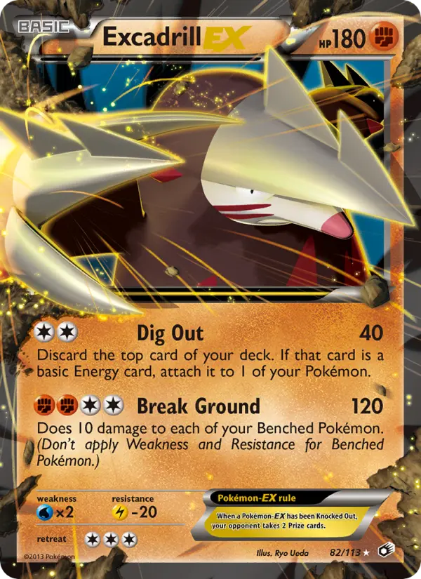 Excadrill-EX Rare Pokemon card #82 from Legendary Treasures
