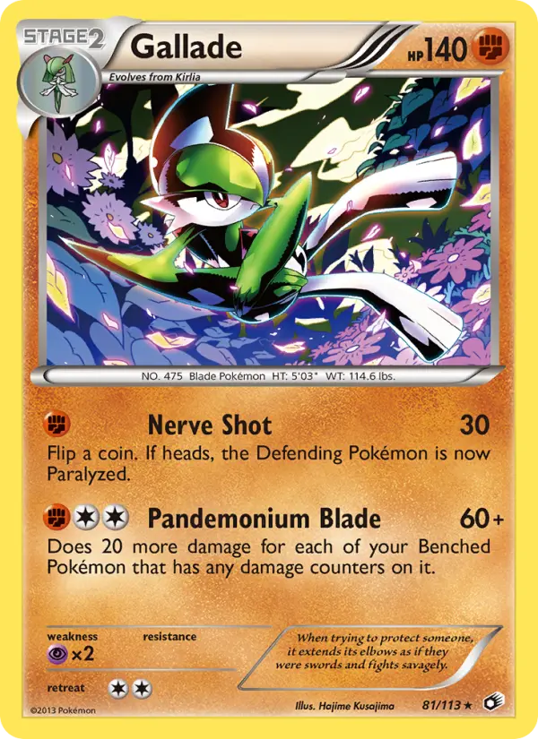 Gallade Rare Pokemon card #81 from Legendary Treasures