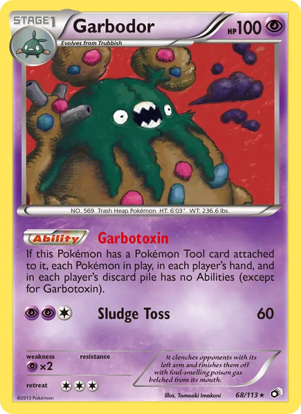 Garbodor Rare Pokemon card #68 from Legendary Treasures