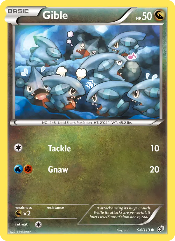 Gible Common Pokemon card #94 from Legendary Treasures