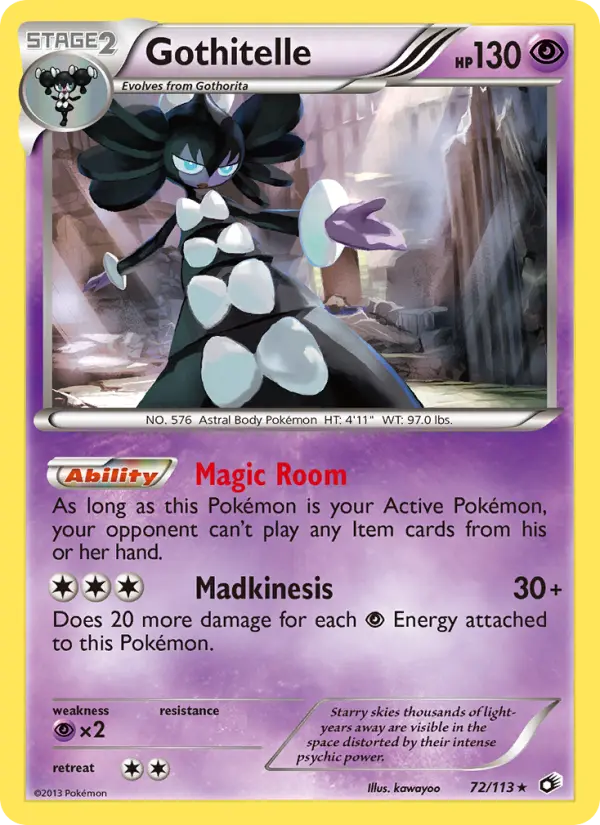 Gothitelle Rare Pokemon card #72 from Legendary Treasures