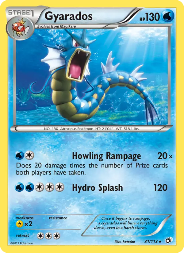 Gyarados Rare Pokemon card #31 from Legendary Treasures