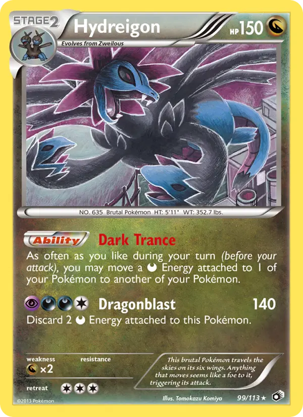 Hydreigon Rare Pokemon card #99 from Legendary Treasures