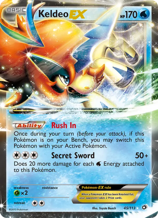 Keldeo-EX Rare Pokemon card #45 from Legendary Treasures