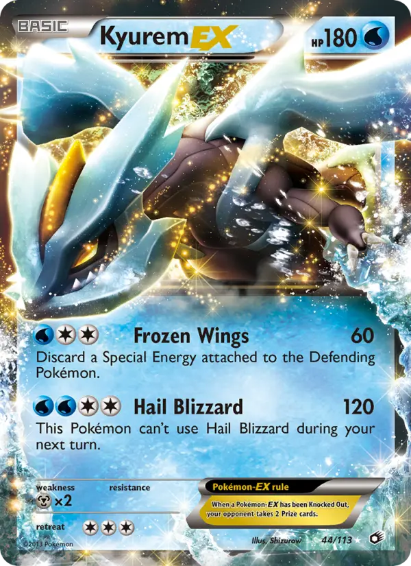 Kyurem-EX Rare Pokemon card #44 from Legendary Treasures