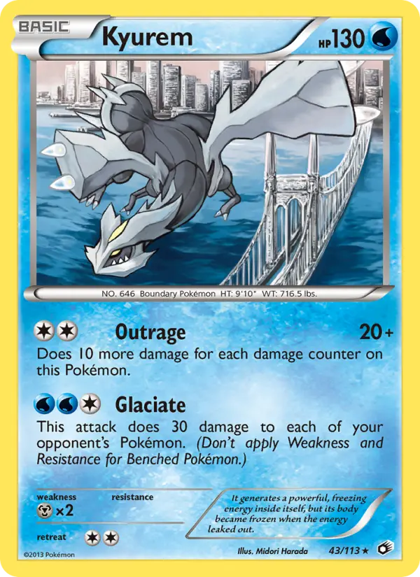 Kyurem Rare Pokemon card #43 from Legendary Treasures