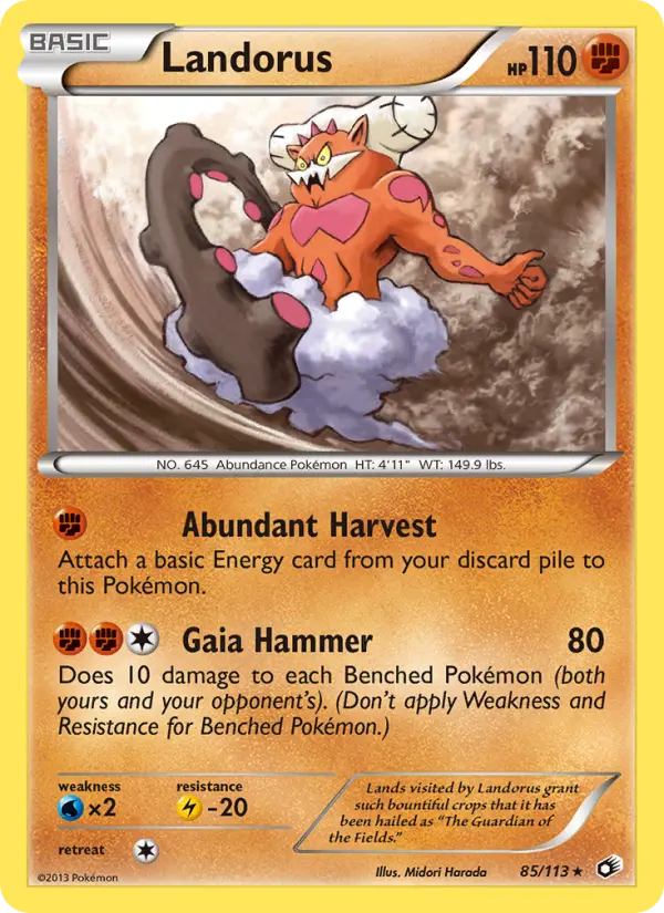 Landorus Rare Pokemon card #85 from Legendary Treasures
