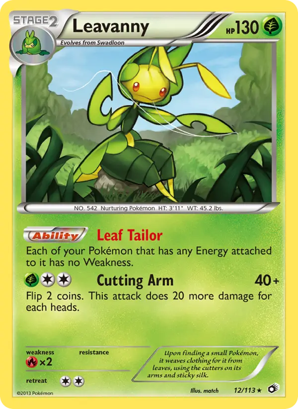 Leavanny Rare Pokemon card #12 from Legendary Treasures
