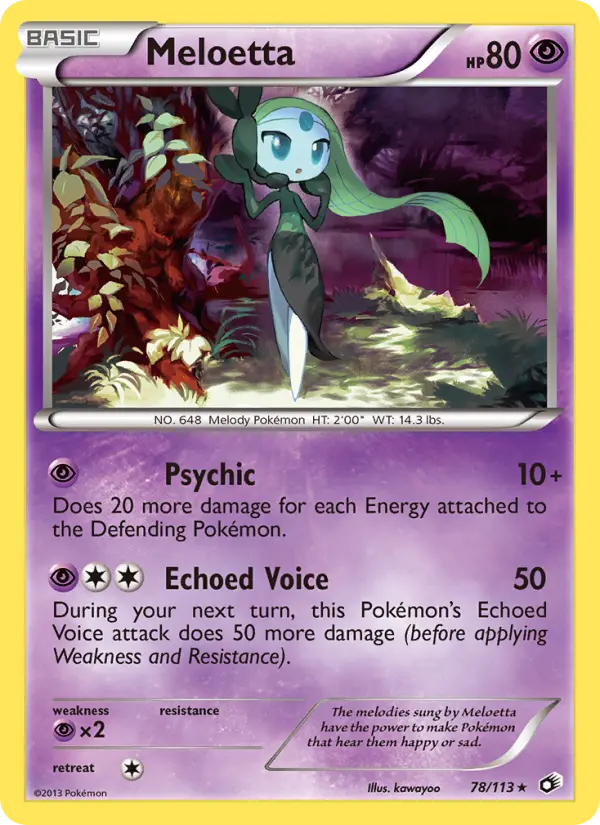 Meloetta Rare Pokemon card #78 from Legendary Treasures