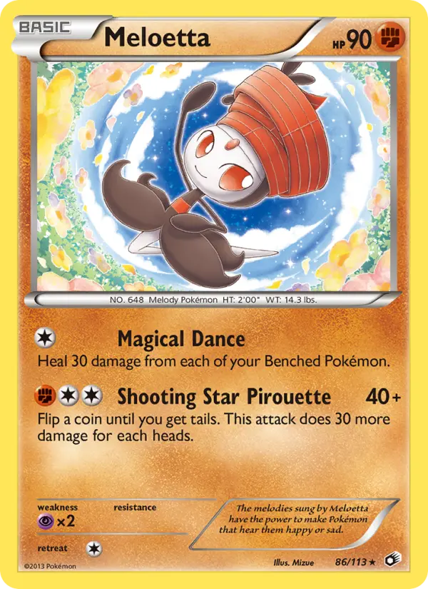 Meloetta Rare Pokemon card #86 from Legendary Treasures