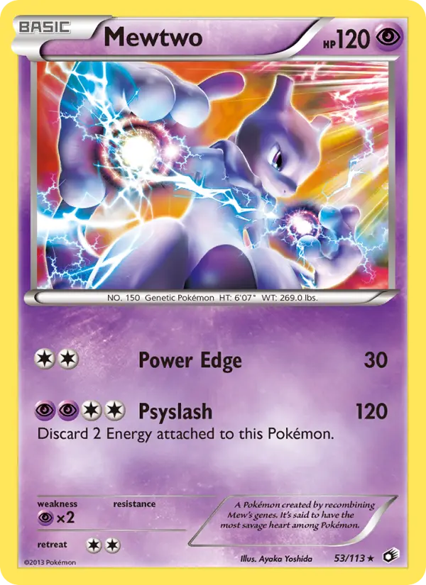 Mewtwo Rare Pokemon card #53 from Legendary Treasures