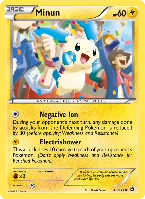 Minun Uncommon Pokemon card #48 from Legendary Treasures