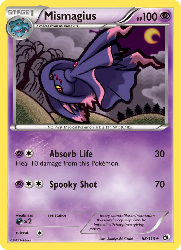 Mismagius Rare Pokemon card #58 from Legendary Treasures