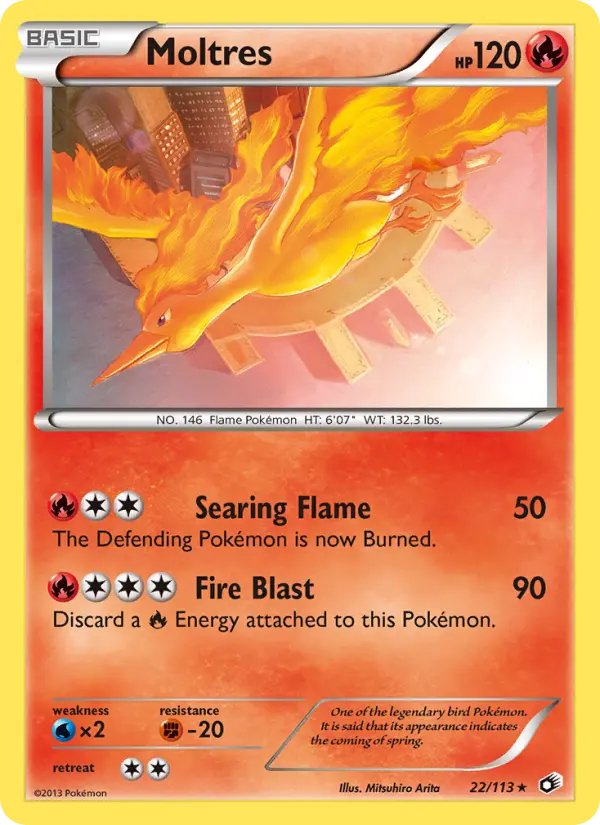 Moltres Rare Pokemon card #22 from Legendary Treasures