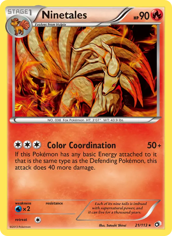 Ninetales Rare Pokemon card #21 from Legendary Treasures