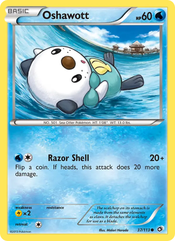 Oshawott Common Pokemon card #37 from Legendary Treasures