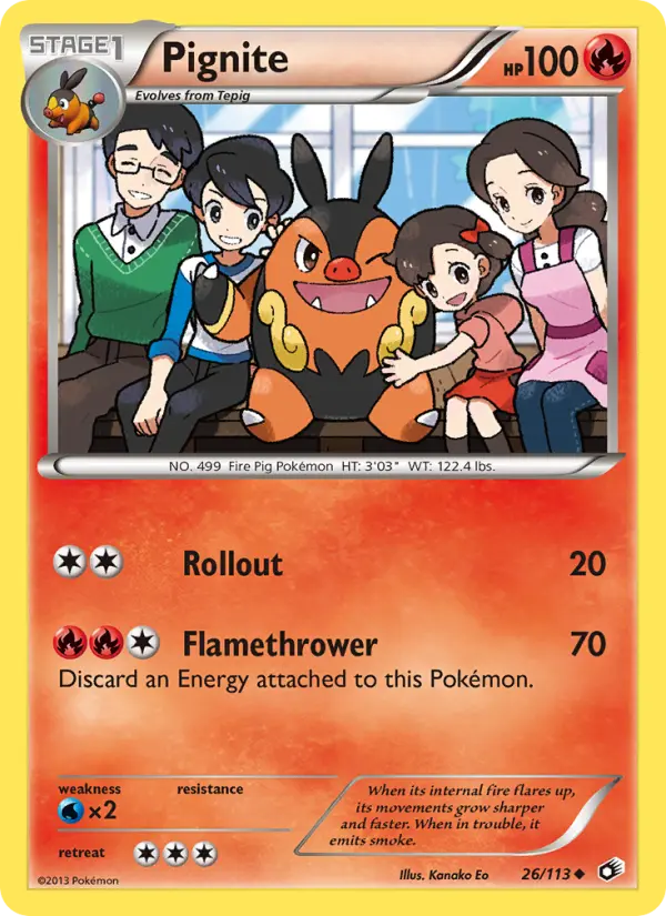 Pignite Uncommon Pokemon card #26 from Legendary Treasures