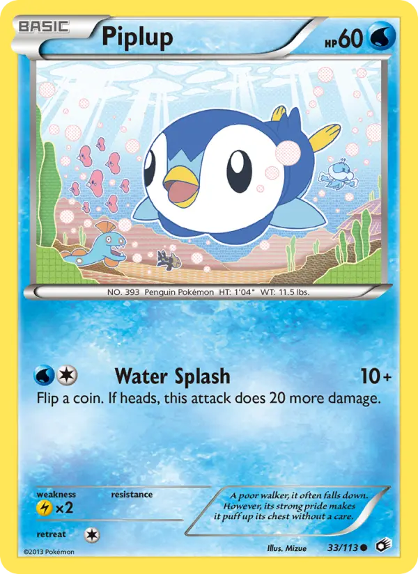 Piplup Common Pokemon card #33 from Legendary Treasures
