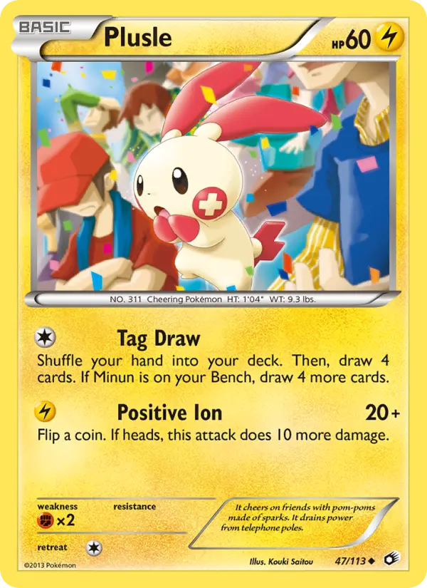 Plusle Uncommon Pokemon card #47 from Legendary Treasures