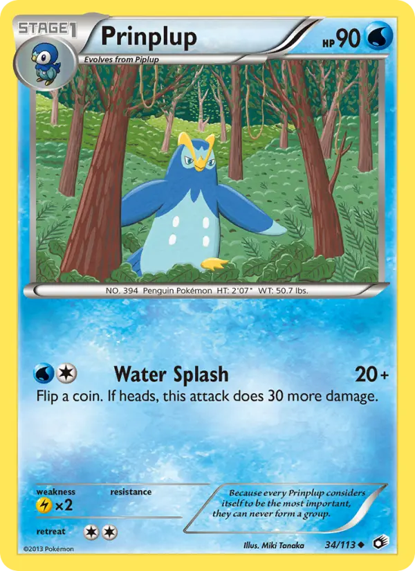 Prinplup Uncommon Pokemon card #34 from Legendary Treasures