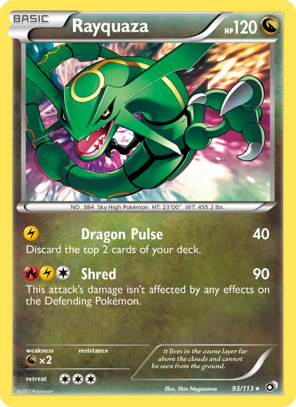 Rayquaza Rare Pokemon card #93 from Legendary Treasures