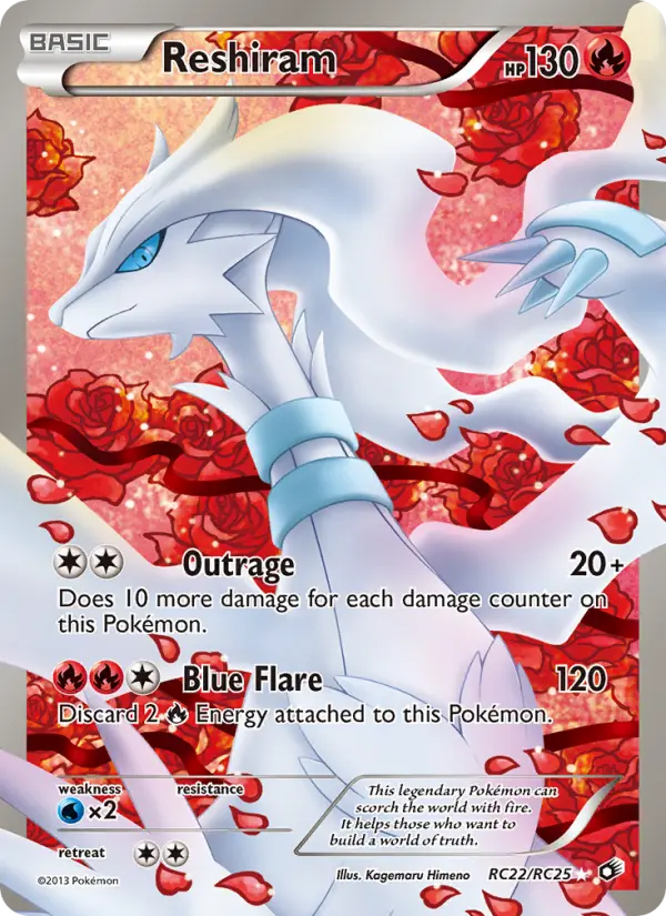 Reshiram Ultra Rare Pokemon card #RC22 from Legendary Treasures