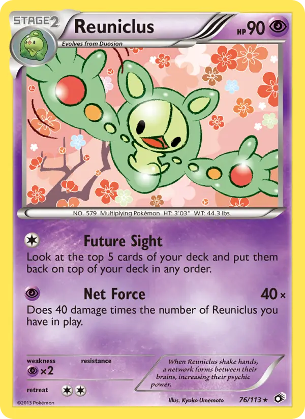 Reuniclus Rare Pokemon card #76 from Legendary Treasures