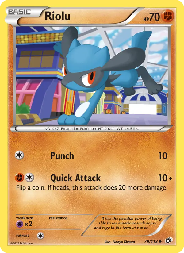 Riolu Uncommon Pokemon card #79 from Legendary Treasures