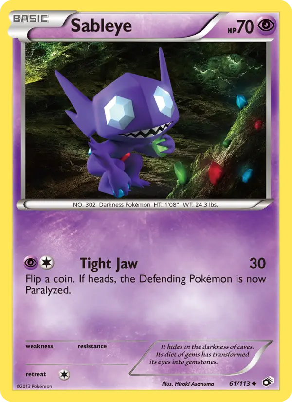 Sableye Uncommon Pokemon card #61 from Legendary Treasures