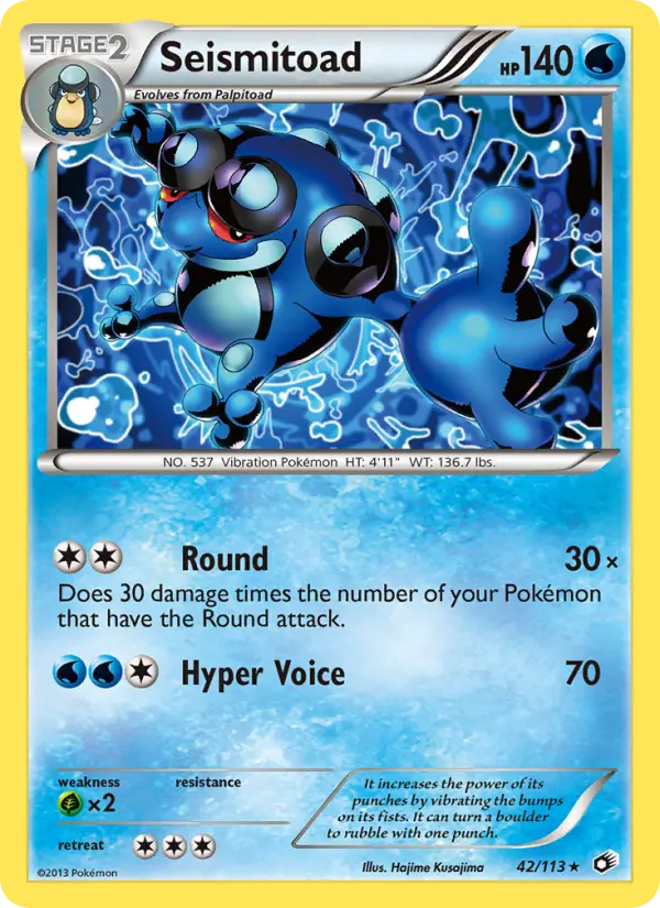 Seismitoad Rare Pokemon card #42 from Legendary Treasures