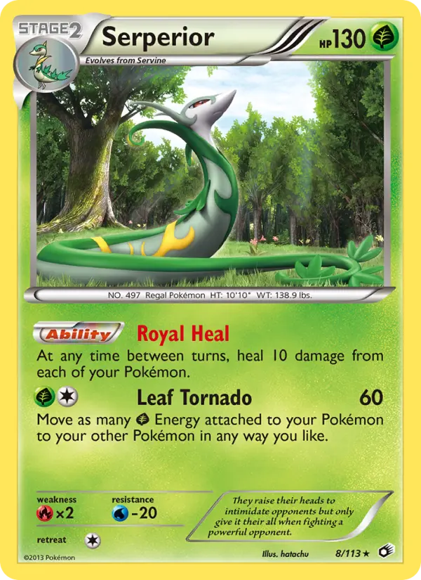 Serperior Rare Pokemon card #8 from Legendary Treasures