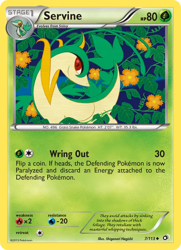 Servine Uncommon Pokemon card #7 from Legendary Treasures