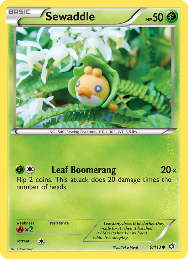Sewaddle Common Pokemon card #9 from Legendary Treasures
