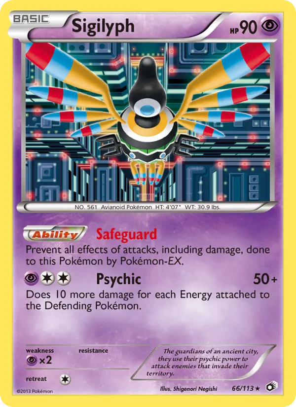 Sigilyph Rare Pokemon card #66 from Legendary Treasures