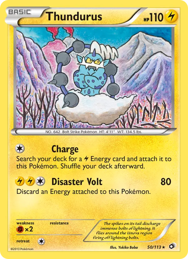 Thundurus Rare Pokemon card #50 from Legendary Treasures