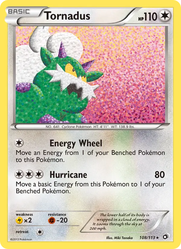Tornadus Rare Pokemon card #108 from Legendary Treasures