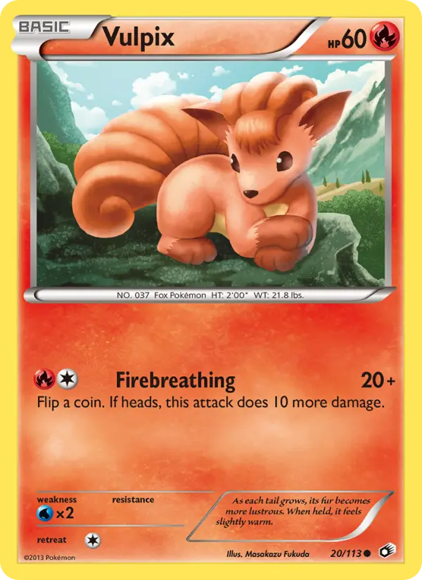 Vulpix Common Pokemon card #20 from Legendary Treasures