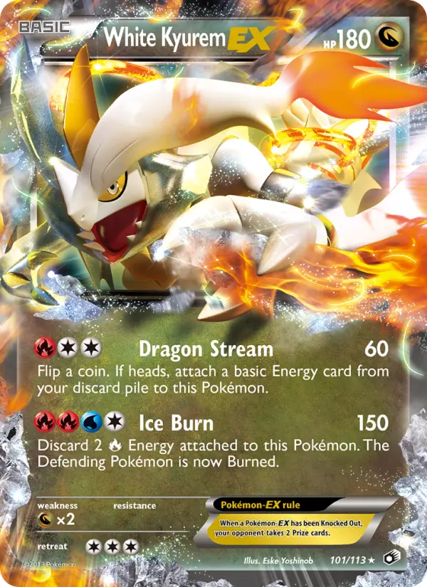 White Kyurem-EX Rare Pokemon card #101 from Legendary Treasures