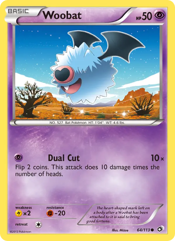 Woobat Common Pokemon card #64 from Legendary Treasures