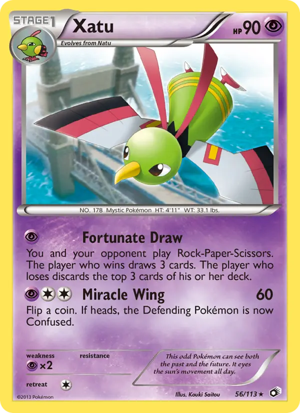 Xatu Rare Pokemon card #56 from Legendary Treasures