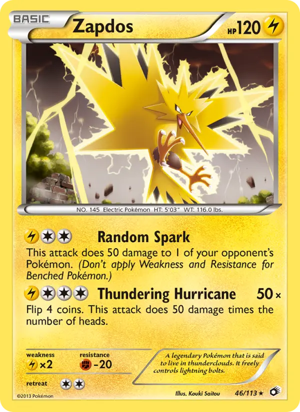 Zapdos Rare Pokemon card #46 from Legendary Treasures