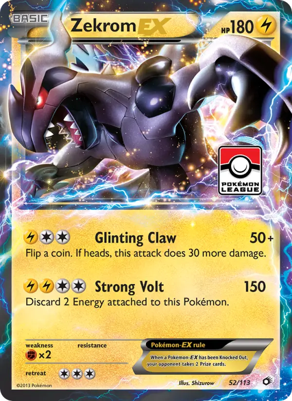 Zekrom-EX Rare Pokemon card #52 from Legendary Treasures