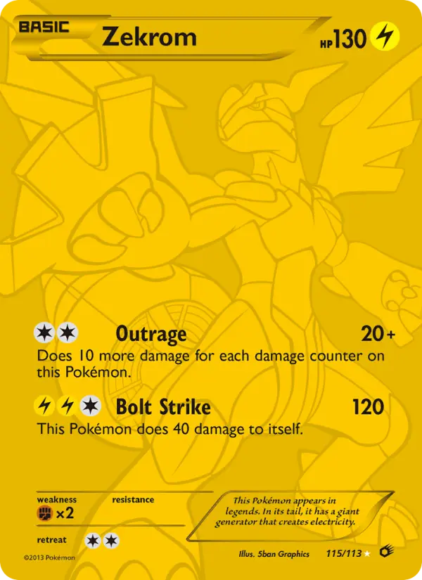 Zekrom Secret Rare Pokemon card #115 from Legendary Treasures