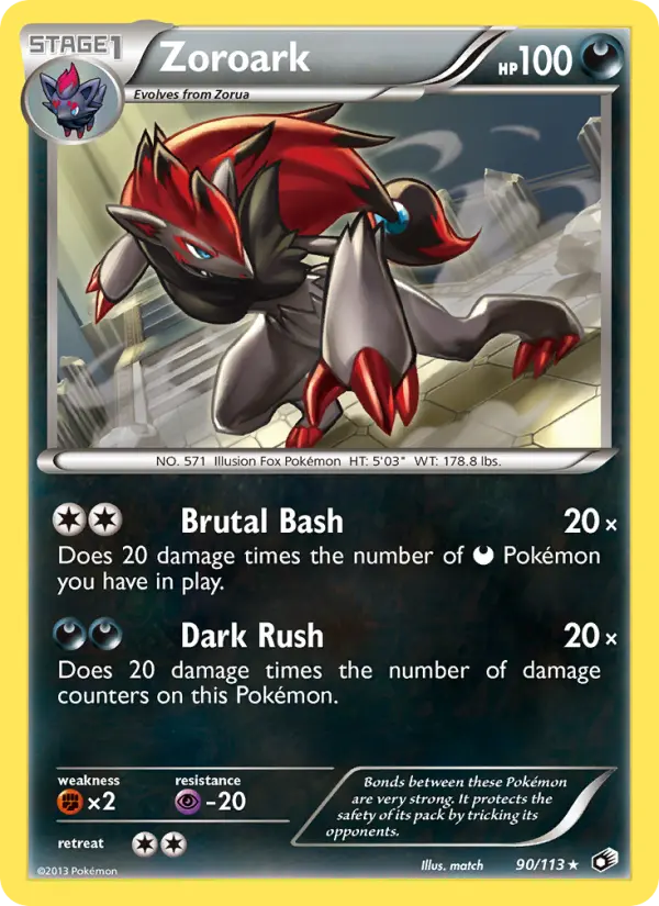 Zoroark Rare Pokemon card #90 from Legendary Treasures