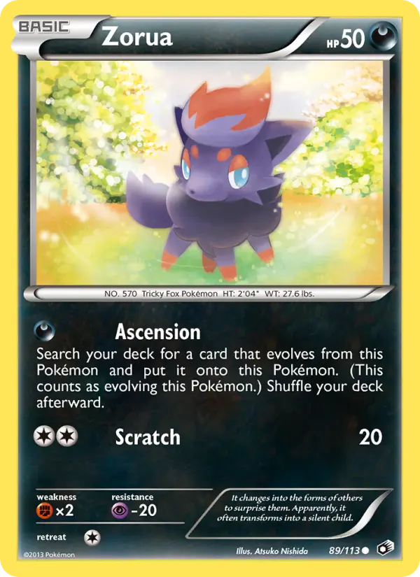 Zorua Common Pokemon card #89 from Legendary Treasures