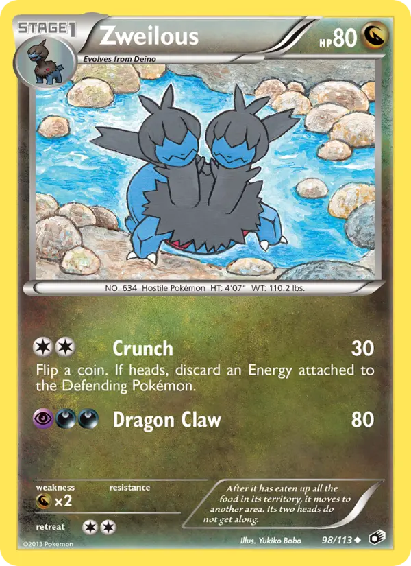 Zweilous Uncommon Pokemon card #98 from Legendary Treasures