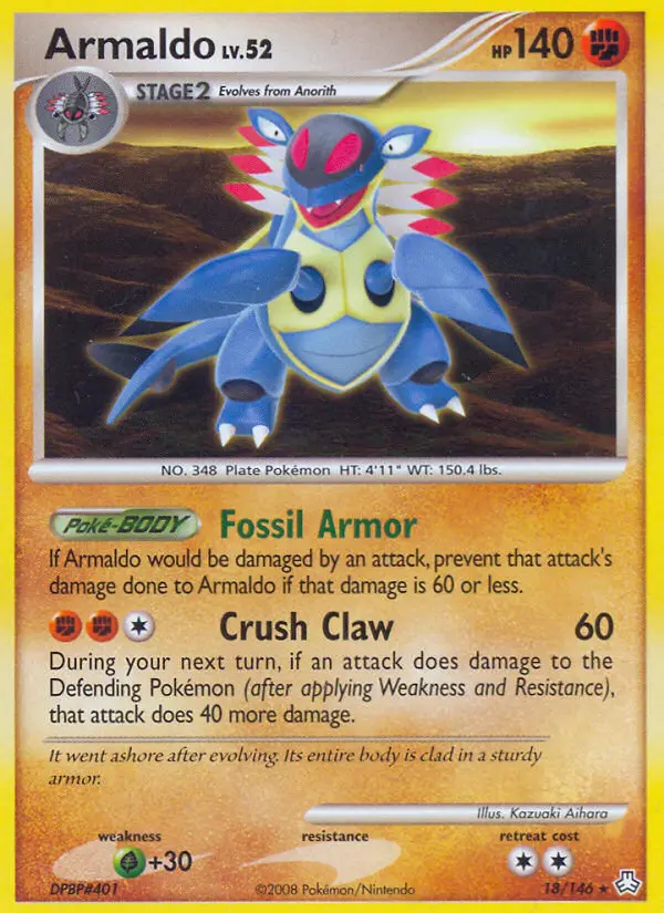 Armaldo Rare Pokemon card #18 from Legends Awakened