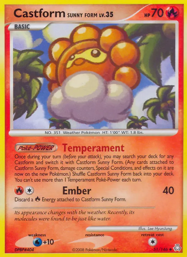 Castform Sunny Form Uncommon Pokemon card #51 from Legends Awakened